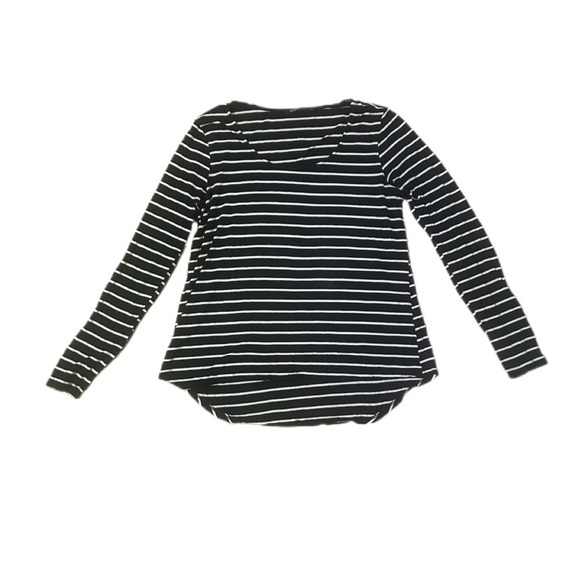 Studio Tops - Studio Black and White Striped Long Sleeve Top